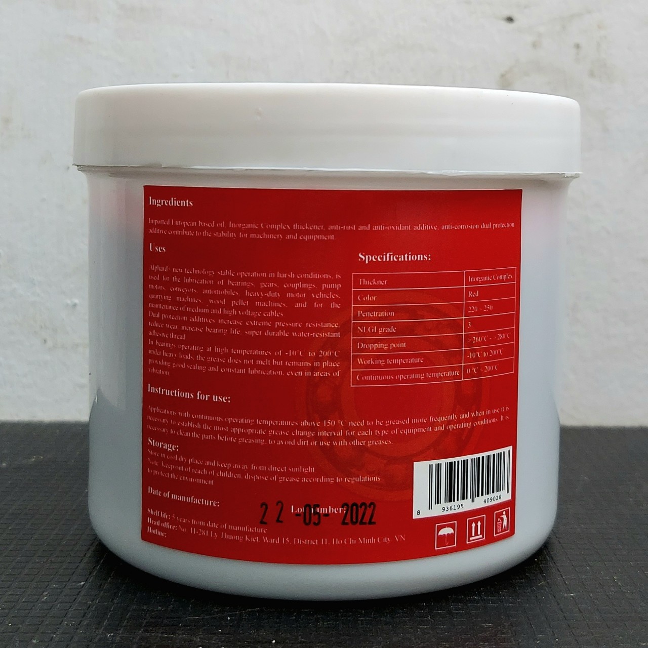 [MỠ BÒ ĐỎ CHỊU NHIỆT 280 ĐỘ - KHÁNG NƯỚC] ALPHARD GREASE RED EP3 454GR