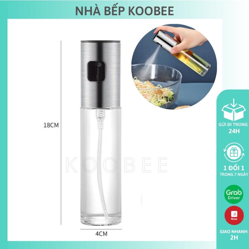 Bình xịt dầu ăn dạng phun sương nắp inox cao cấp dung tích 100ml - Phụ kiện nồi chiên không dầu KooBee