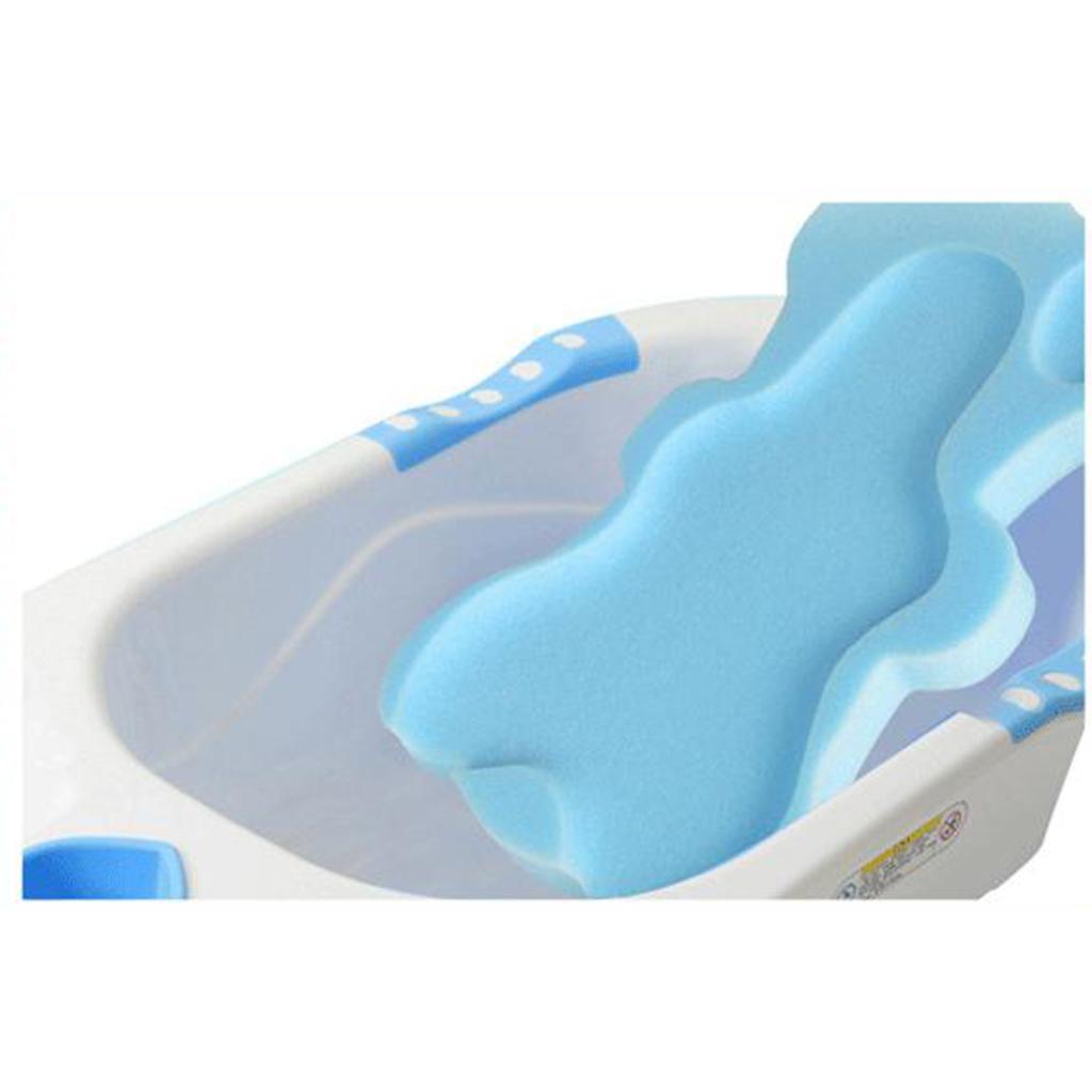 2pcs Bath Sponge Infant Bath Cushion Comfy And Skid Proof Bathing Mat Blue