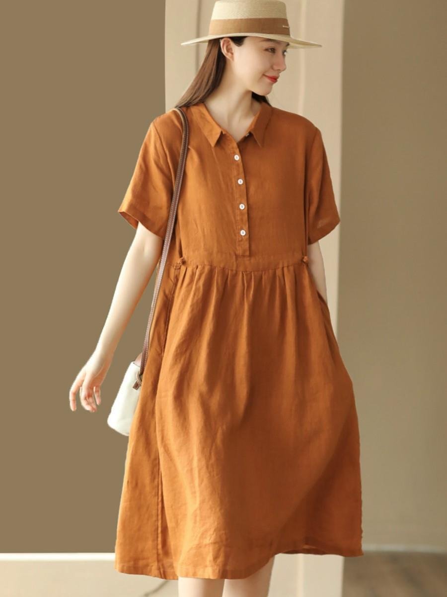 Đầm suông Linen mẫu mới thiết kế sang chảnh không kén dáng da215