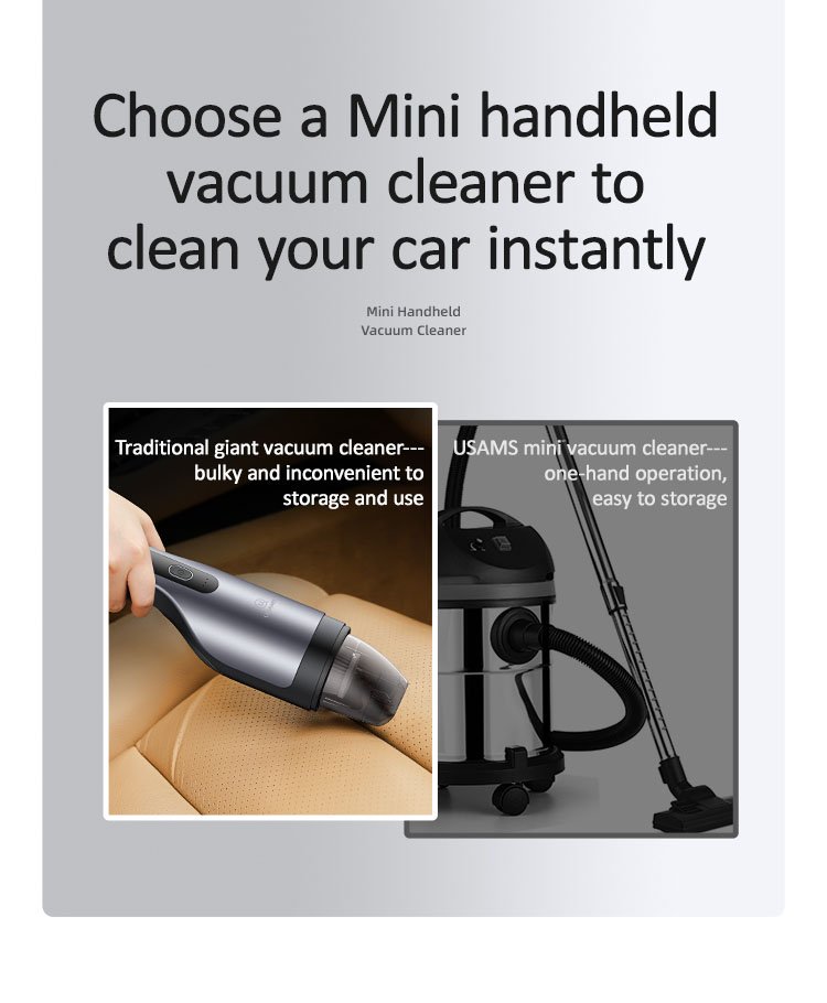 Máy hút bụi cầm tay mini cho xe hơi, nhà ở USAMS US-ZB108