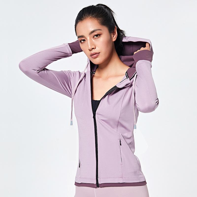 Women's Sports Jacket Breathable Slim Fit Long Sleeve Hooded Sweatshirt Outdoor Running Fitness Sportswear