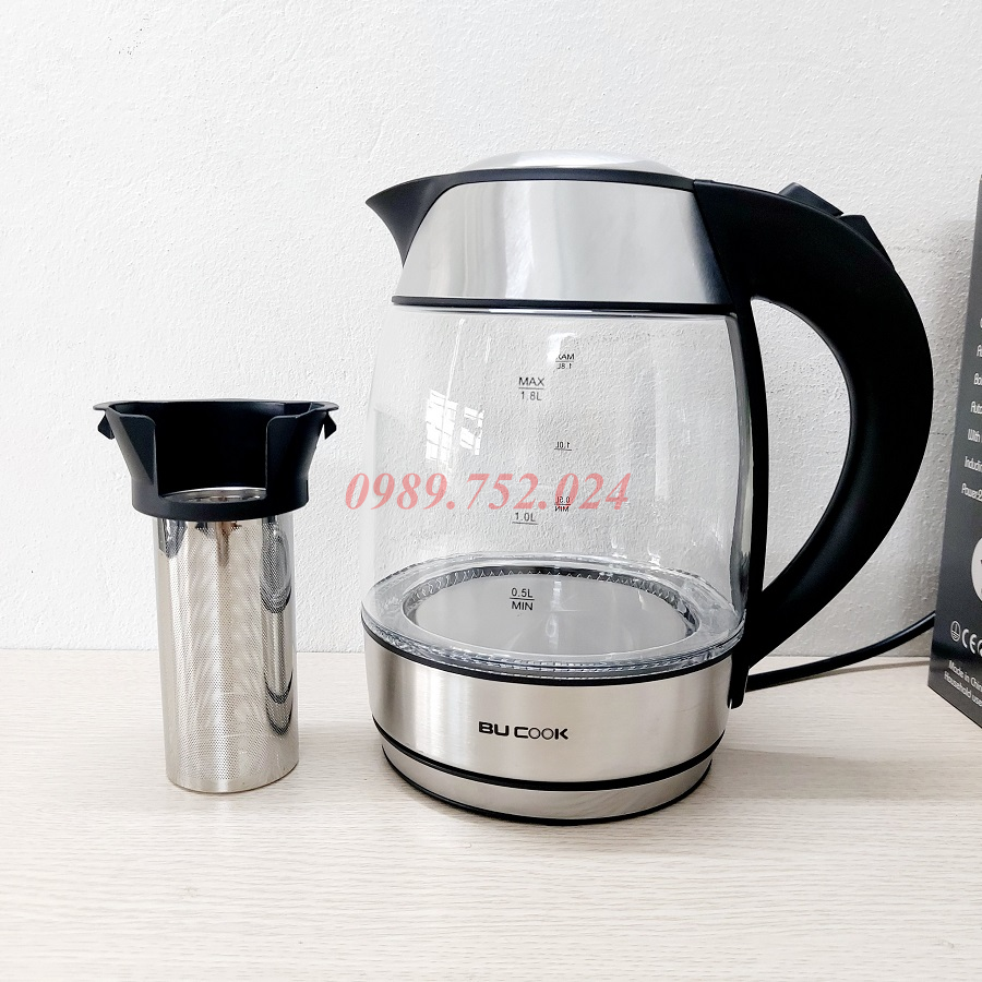 Ấm Siêu Tốc Thuỷ Tinh Kèm Lõi Lọc Dung Tích 1.8L BUCOOK BNP0521