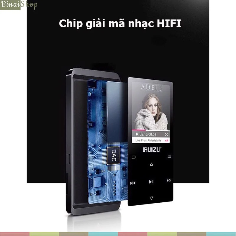 Máy Nghe Nhạc Lossless Bluetooth Ruizu D02 4GB - Hàng Chính Hãng