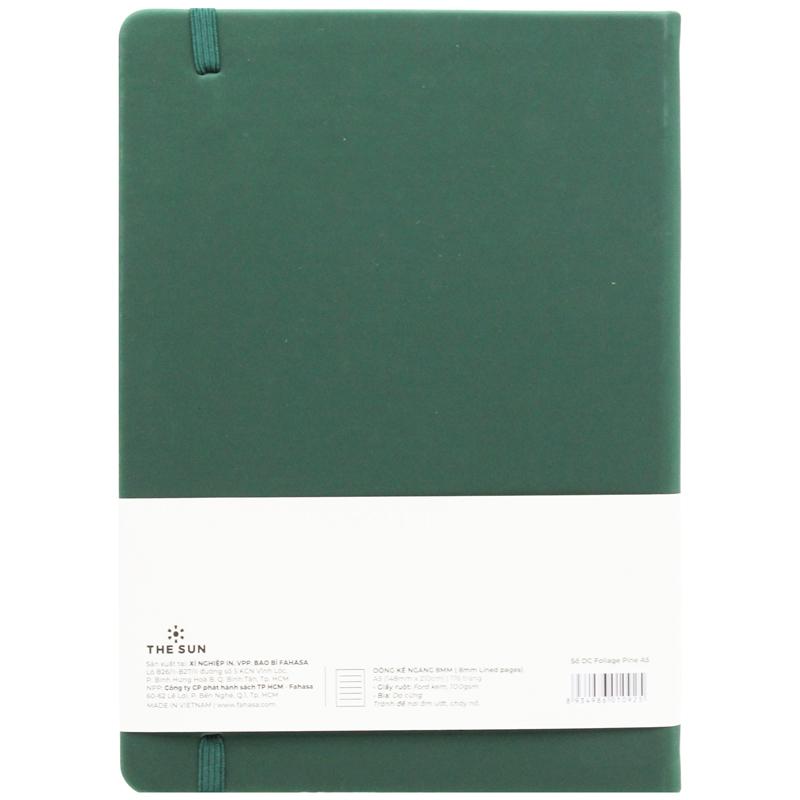 Sổ Bìa Da A5 - Kẻ Ngang 176 Trang 100gsm - Foliage Pine - The Sun - Màu Xanh Cổ Vịt