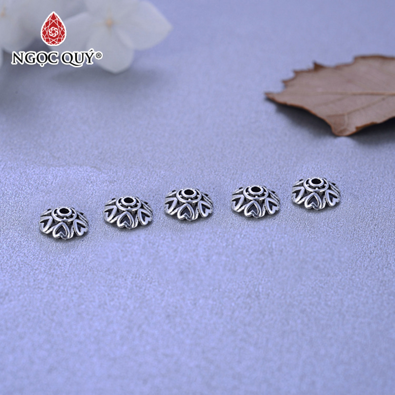 Charm bạc chụp hạt họa tiết - Ngọc Quý Gemstones