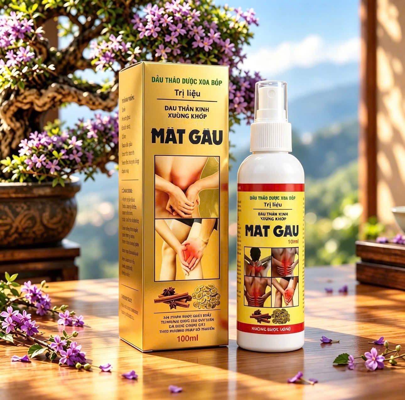 Dầu thảo dược xoa bóp đau nhức Mật gau, chai 100ml