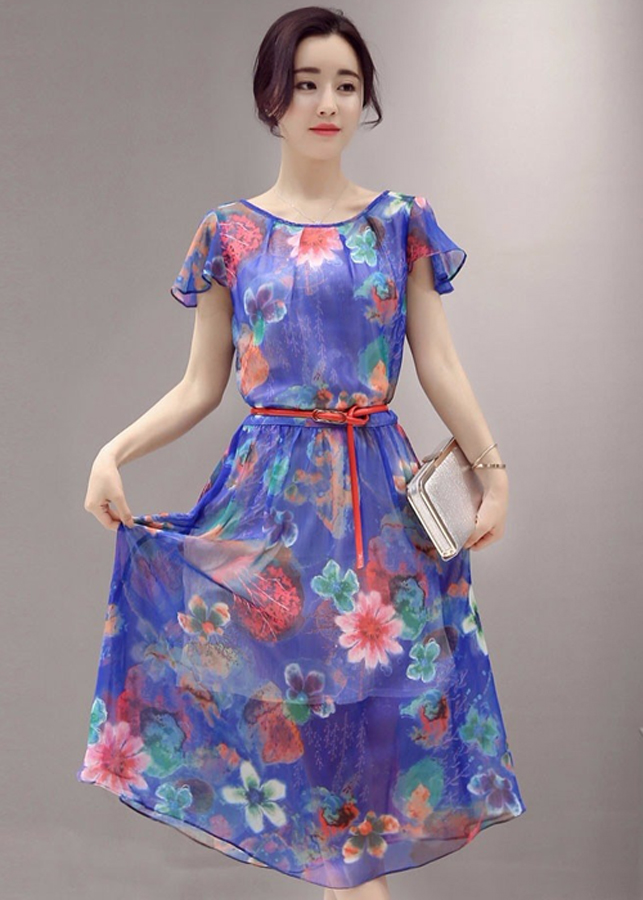 Đầm Nữ Maxi Kèm Belt Hoa 2016DMX00200