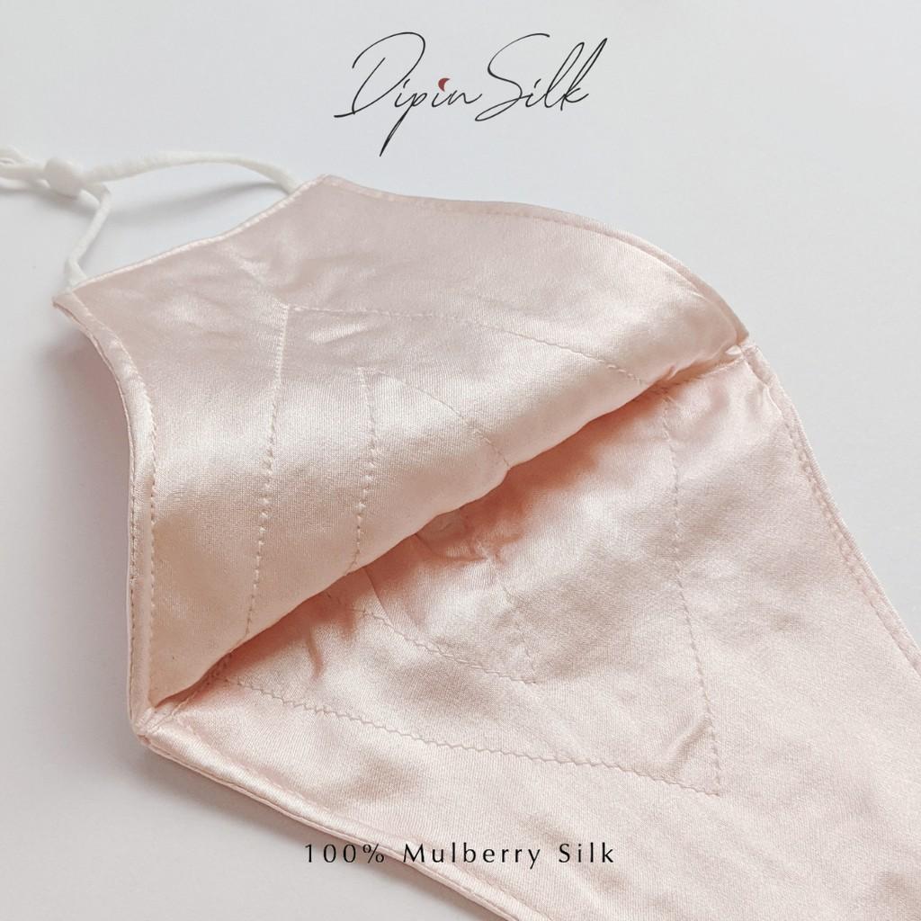 Khẩu Trang Lụa Tơ Tằm 100% Mulberry Silk 19mm - Có Lớp Bông Tằm Lọc Bụi Kháng Khuẩn Cao Cấp - Size M