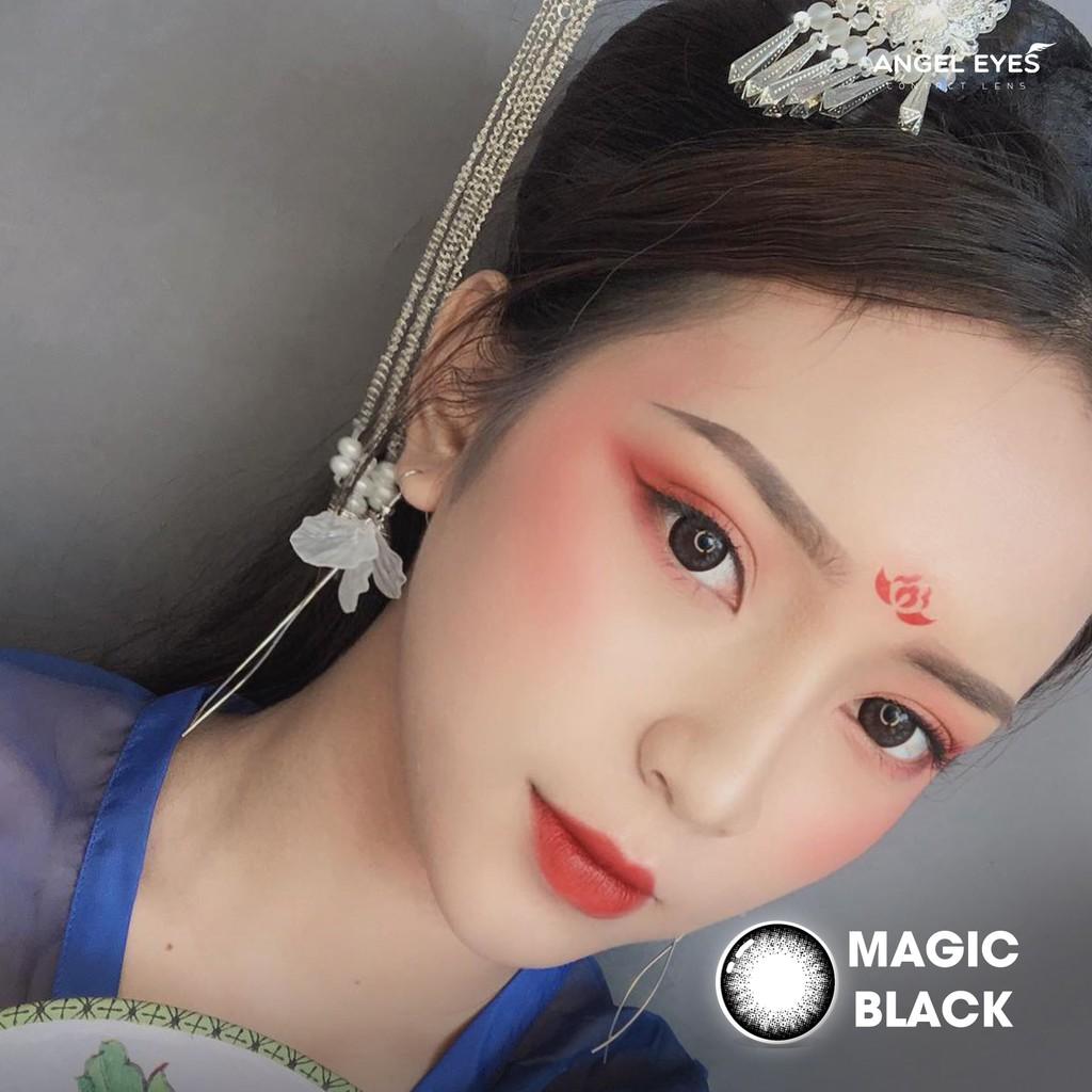 Lens cận giãn tròng màu đen tự nhiên MAGIC BLACK thương hiệu Angel Eyes  - Độ cận 0-6 (có hỗ trợ cận lệch