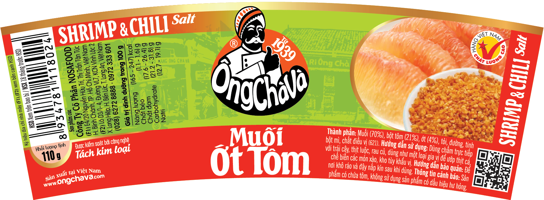 Muối Ớt Tôm Ông Chà Và 110g