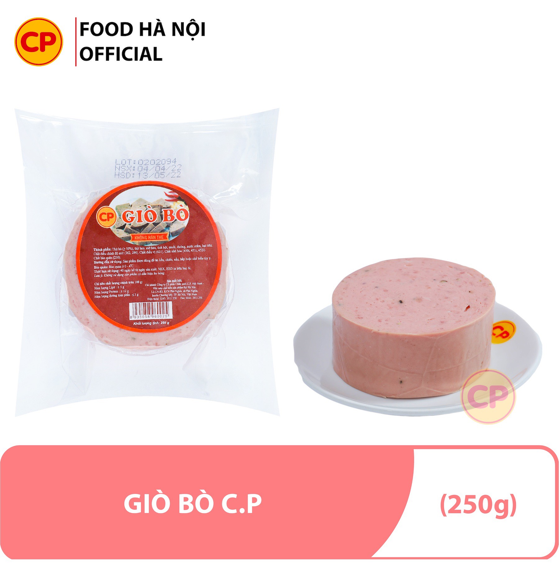 - Giò bò Cắt Khoanh 250gr