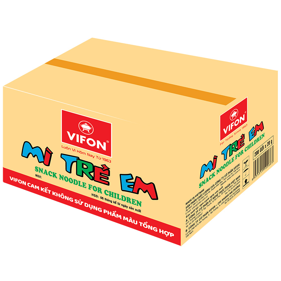 Thùng 200 Gói Mì Trẻ Em VIFON (20g / Gói)