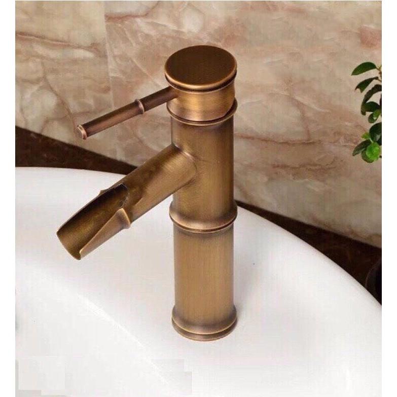 Vòi đồng lavabo nóng lạnh thân trúc