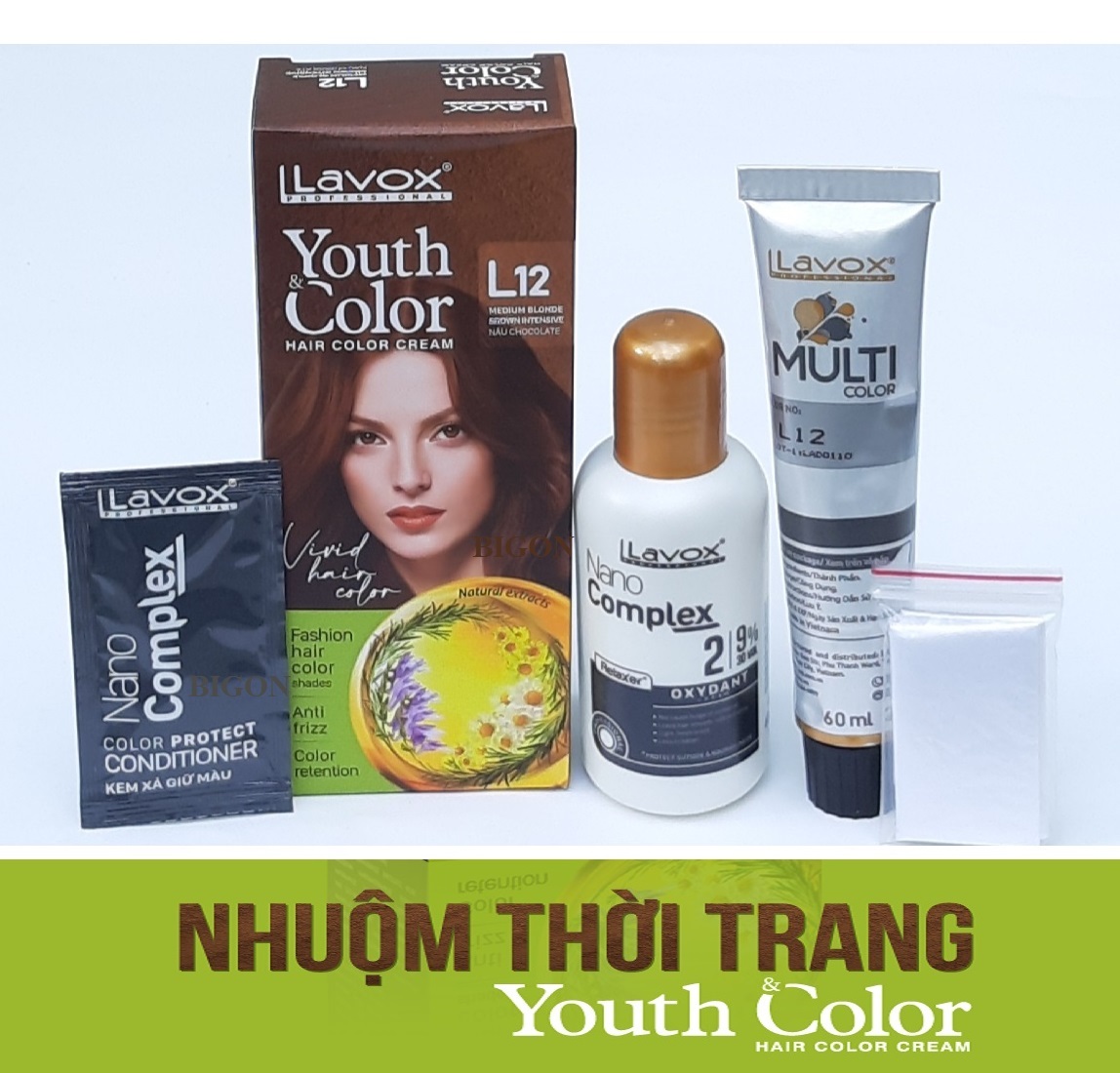 (Nâu Chocolate) Kem Nhuộm Tóc Màu Thời Trang Lavox Youth&amp;Color L12 - Màu Nâu Chocolate