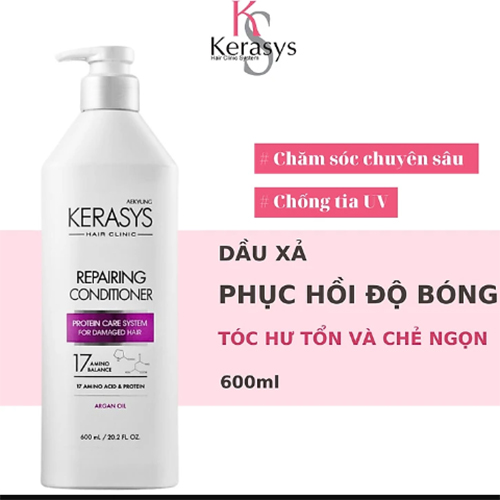 Cặp gội xả Kerasys Repairing phục hồi độ bóng, tăng cường chống tia UV cho tóc hư tổn, chẻ ngọn 600ml