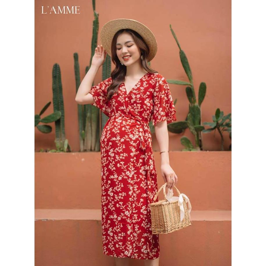 Váy bầu đẹp Jasmine Dress vải voan mềm mại đi du lịch, đi chơi thiết kế bởi LAMME