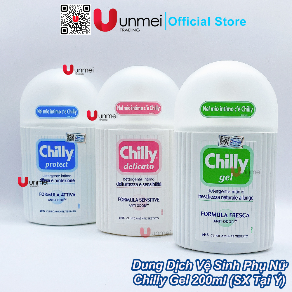 Dung Dịch Vệ Sinh Phụ Nữ Chilly Gel - Se Se Lạnh, Bùng Tươi Mát - Số 1 Tại Italy - 200Mlchai - Xanh Lá