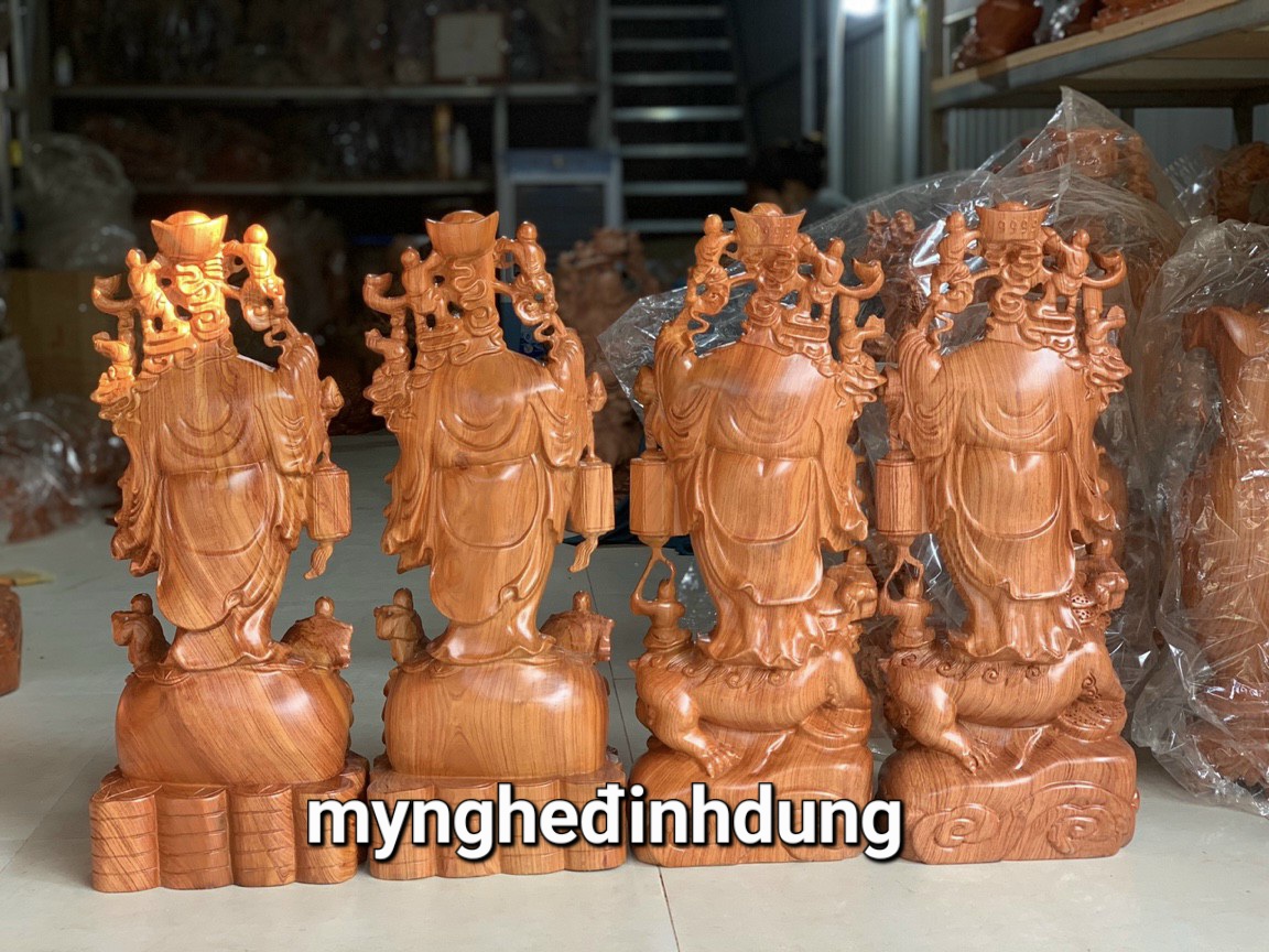 Tượng phật di lặc ngũ phúc trấn nghê bằng gỗ hương đá kt cao 60cm