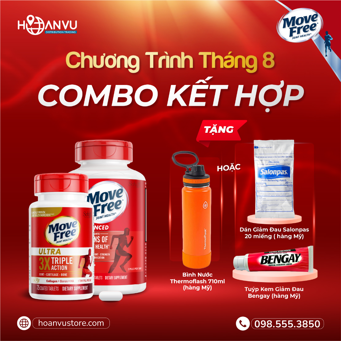 COMBO ƯU ĐÃI KẾT HỢP MOVE FREE ADVANCED GLUCOSAMINE + JOINT HEALTH ULTRA TUPE II