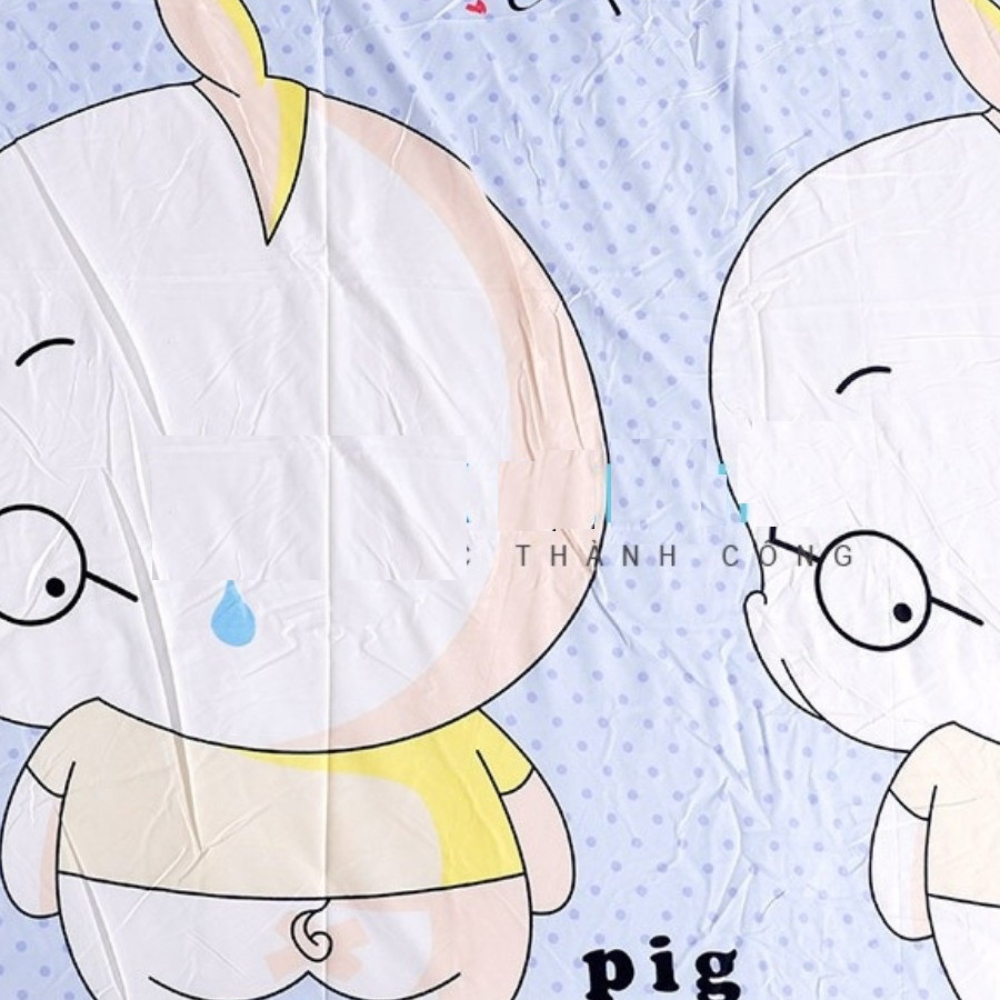 Set 3 món ga gối Poly cotton Heo PL2 + Tặng 1 vỏ gối ôm