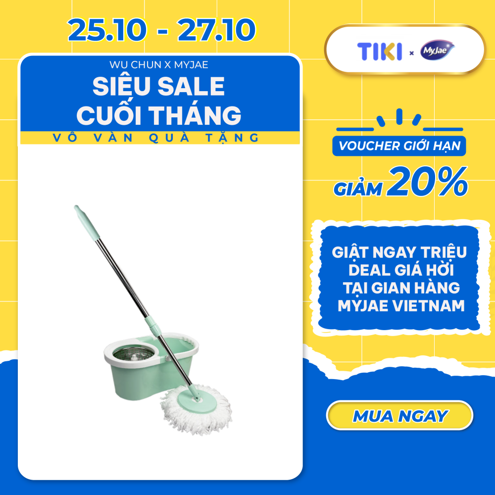 Bộ Lau Nhà MyJae Sợi Microfiber Xoay 360 Độ Thông Minh, Lau Sạch Nhanh Khô 134cm
