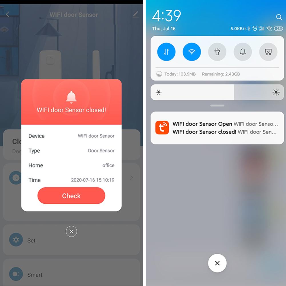 Tuya WiFi Intelligent Door Sensors Intelligent Home Linkage Equipment Intelligent Home Devices Wireless Voice View APP View Functions Burglar Alarm Sensors Compatible With Alexa Google Home