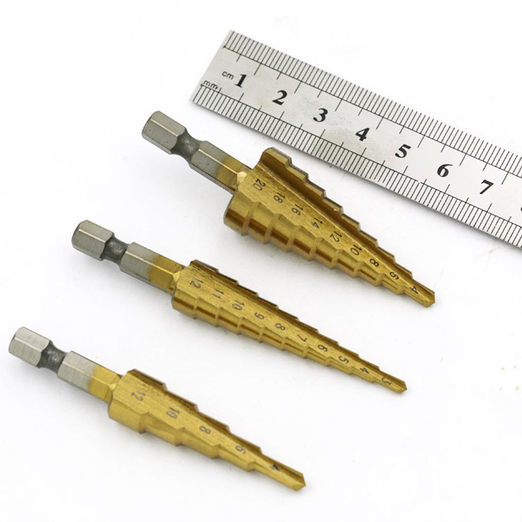 2 Pieces HSS Conical Drill Steel Titanium Drill Bit Set 3-12mm 4-12 / 20mm