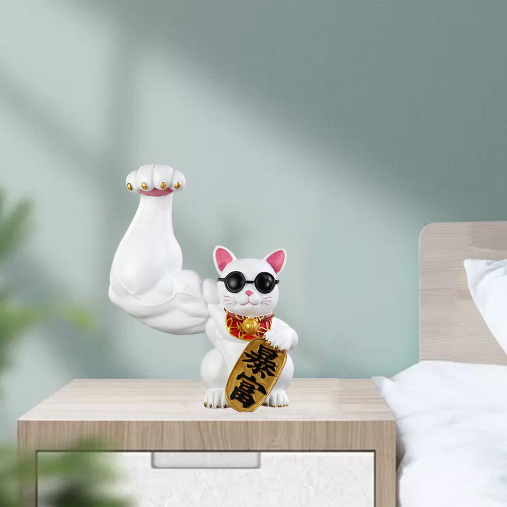 Tượng Mèo Trang Trí Hình Mèo Cơ Bắp Mèo Phong Thủy Vẫy Cánh Tay Khổng Lồ Đón Tài Lộc Trang Trí Nội Thất Vật Trang Trí