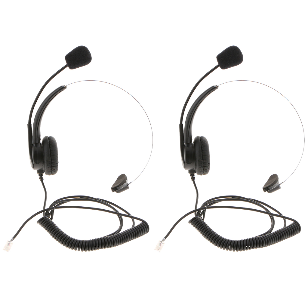2xRJ9 Plug Call Center Telephone Headphone Noise Cancelling Monaural Headset