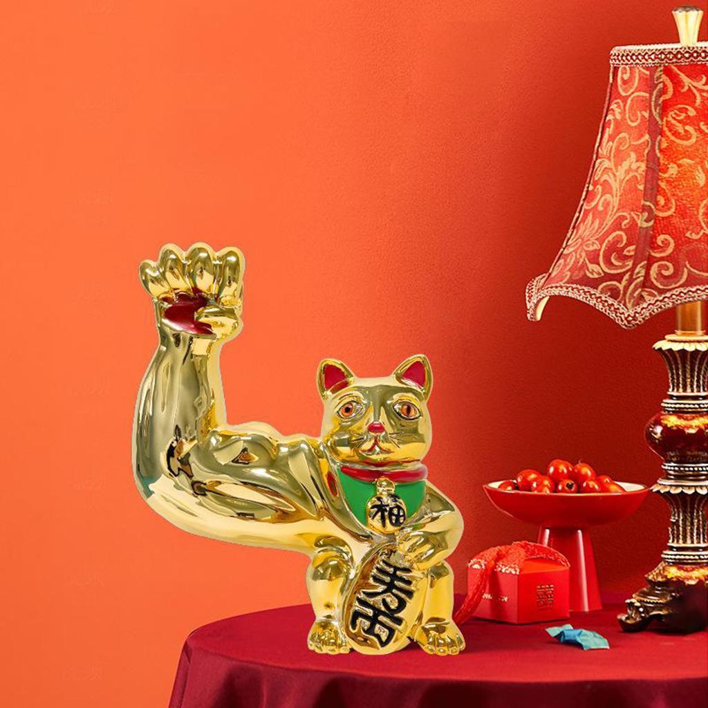 Tượng Mèo May Mắn Phong Thủy Trang Trí Bàn