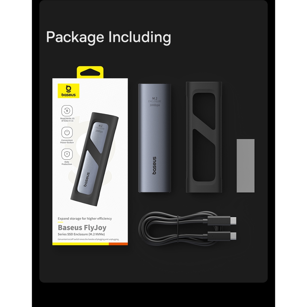 Box ổ cứng SSD M2 NVMe Baseus FlyJoyBS-OH194 Series SSD Enclosure Type C tốc độ 10Gbps _ Hàng chính hãng