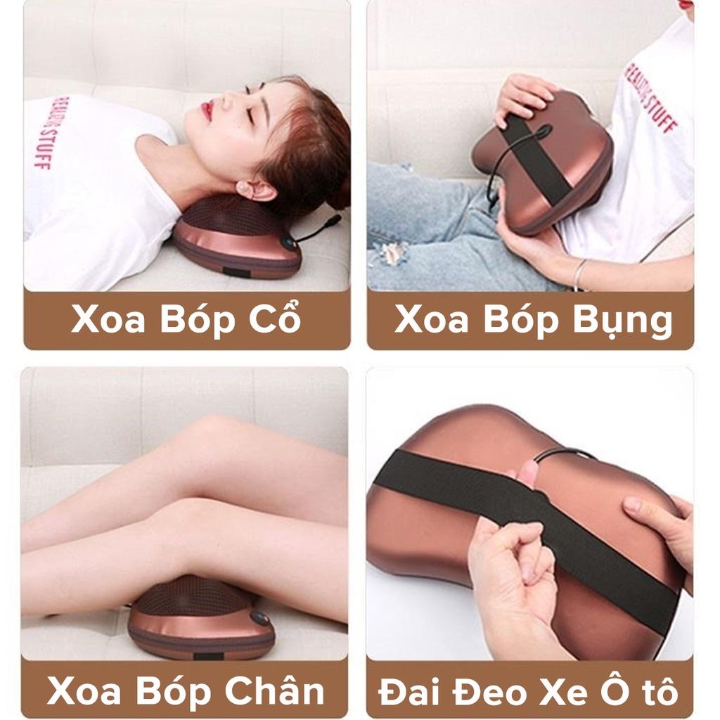 Gối Mát Xa Massage Cổ Vai Gáy Hồng Ngoại 8 Bi 2 Chiều Cao Cấp, Kèm Phích Cắm Ô Tô Chính Hãng miDoctor