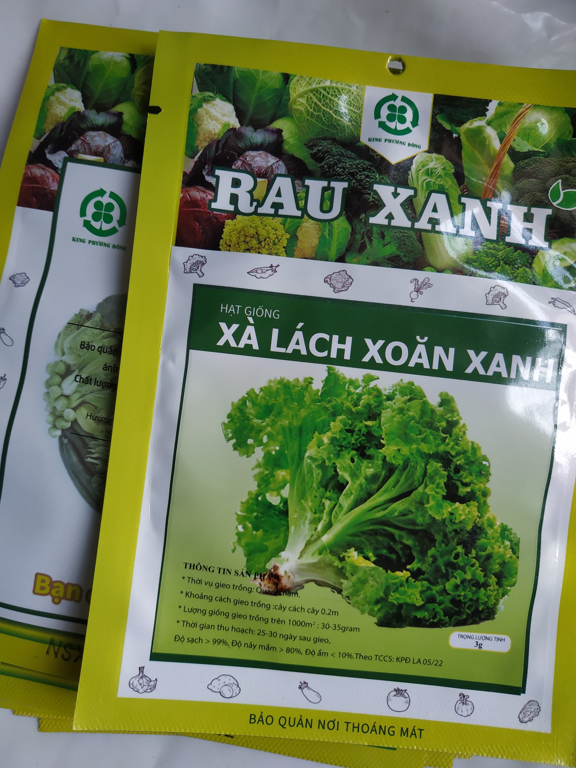 Combo 5 gói Hạt giống XÀ LÁCH XOĂN XANH - gói 3 gram