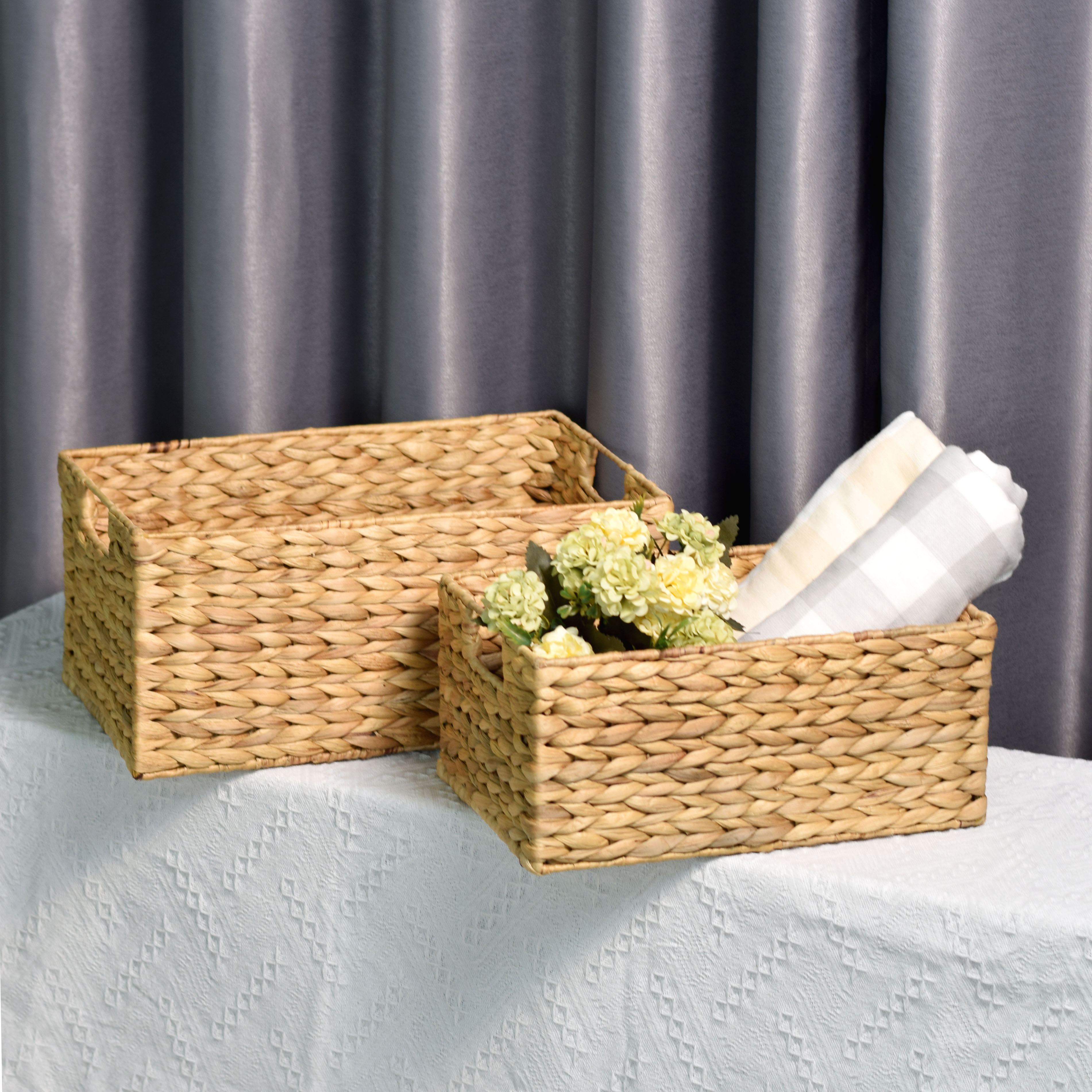 Lubihandicraft - Sọt đựng đồ lục bình hình chữ nhật bộ 3 - set basic
