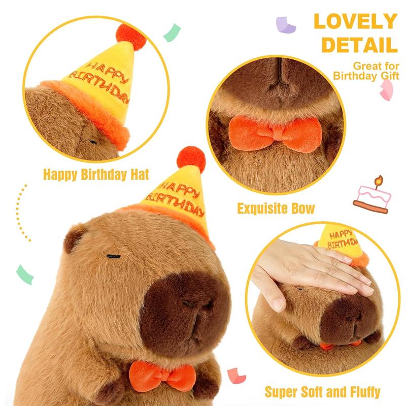 Thú Bông Capybara Đội Nón Sinh Nhật 25 cm - Nuan Nuan YHLMT25
