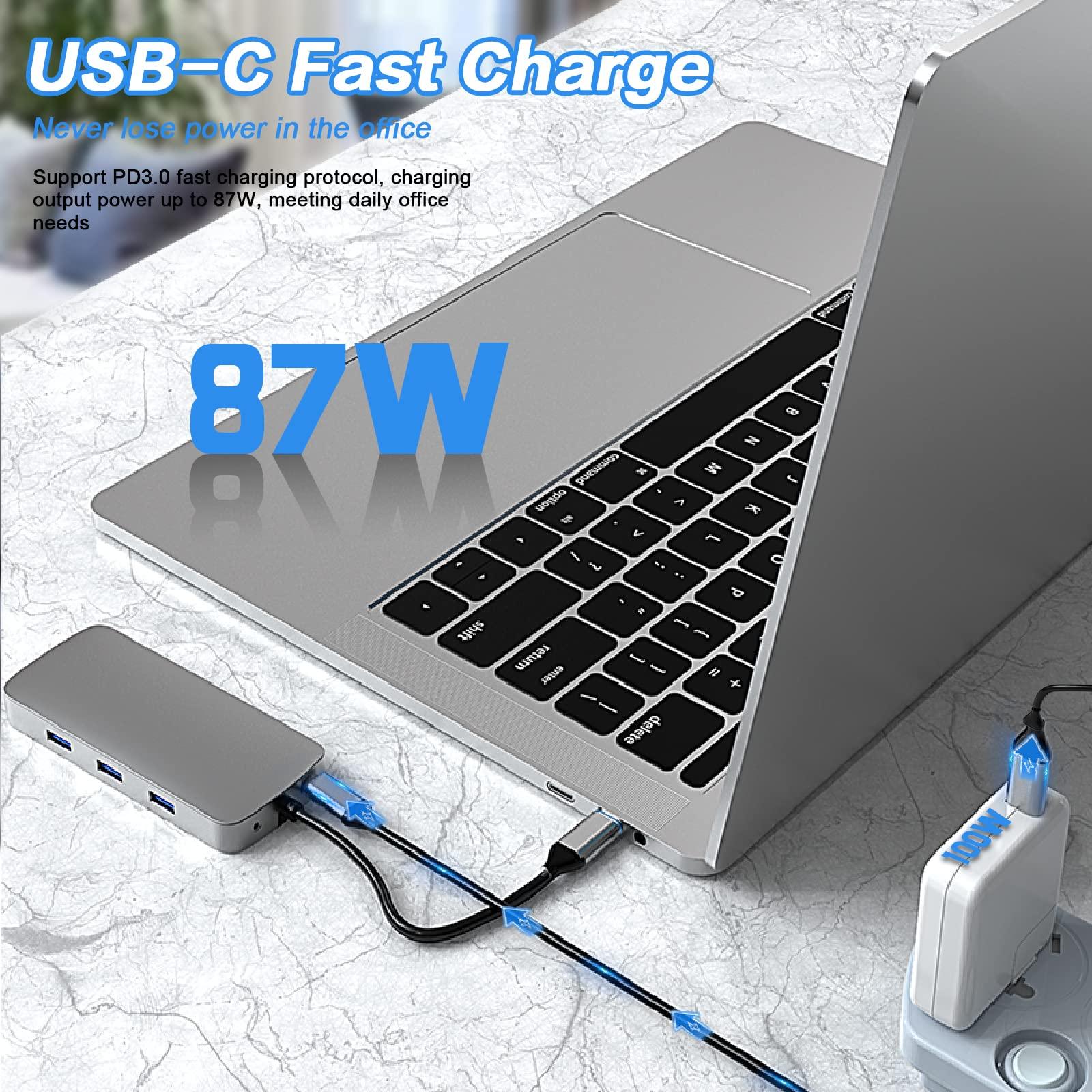 Trung tâm USB C, trạm nối, bộ chuyển đổi USB C 10 trong 1 với 4K HDMI, VGA, loại C PD, cổng USB 3.0, RJ45 Ethernet, Thẻ SD/TF-Thẻ, 3,5mm AUX, tương thích với Pro/Air, Thêm các thiết bị loại C