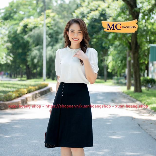 Chân Váy Chữ A Công Sở Nữ, Lưng Cao, Dáng Xòe Mc Fashion, Chất Co Giãn, Đủ Size, Màu Đen Cv0471