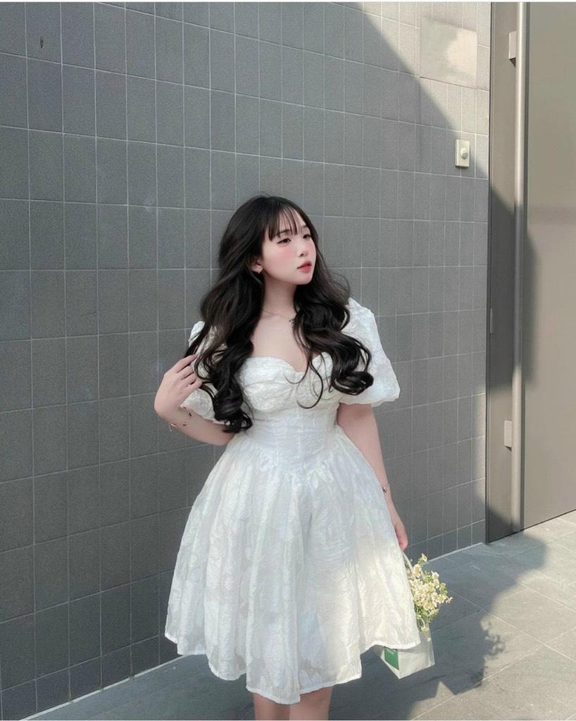 ĐẦM XÒE REN HOA NỔI CÚP NGỰC  14346