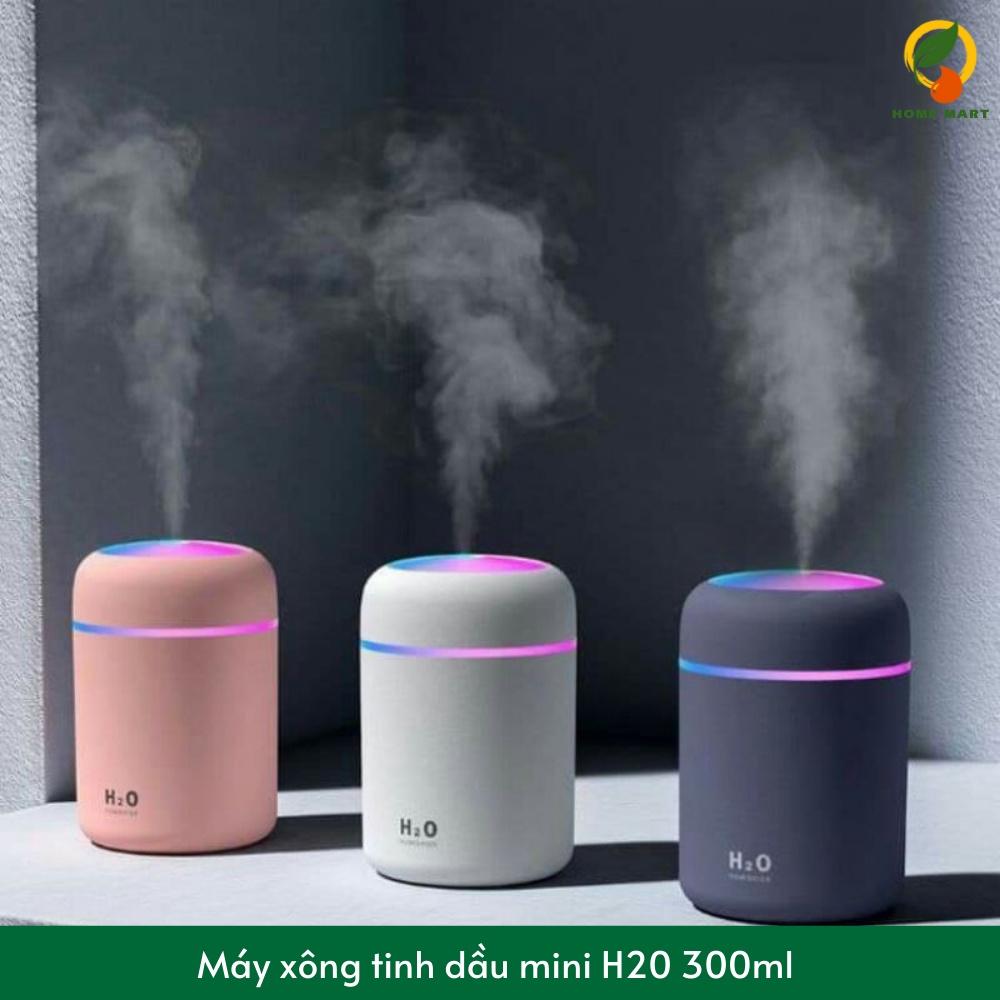 Máy xông tinh dầu khuếch tán tinh dầu Humidifier H2O hình trụ 260ml phun sương tạo độ ẩm, lan tỏa hương thơm, đèn Led 7