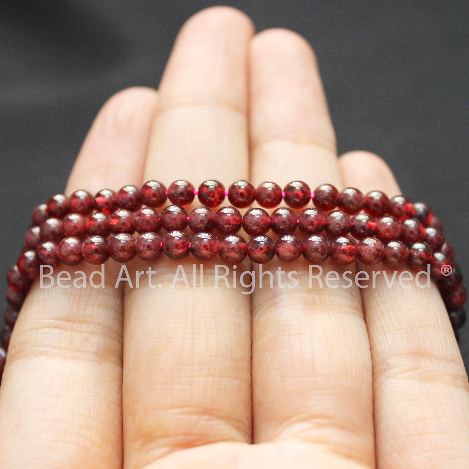 [5 Hạt/10 Hạt] 4MM Đá Garnet, Ngọc Hồng Lựu Tự Nhiên Dạng Tròn Loại AB, Đá Phối Vòng Tay Phong Thuỷ, Chuỗi Hạt, Mệnh Hoả, Thổ - Bead Art