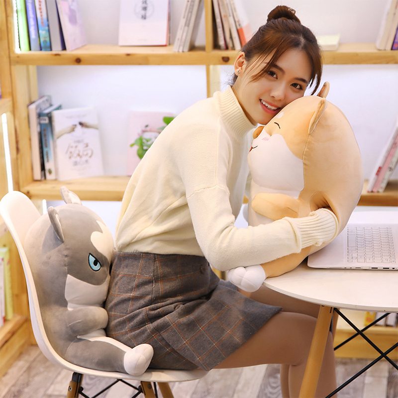 Đệm Gối Tựa Lưng Ô Tô Bàn Học Gối Ôm Đa Năng Hình Chó Husky Ngáo Siêu Dễ Thương