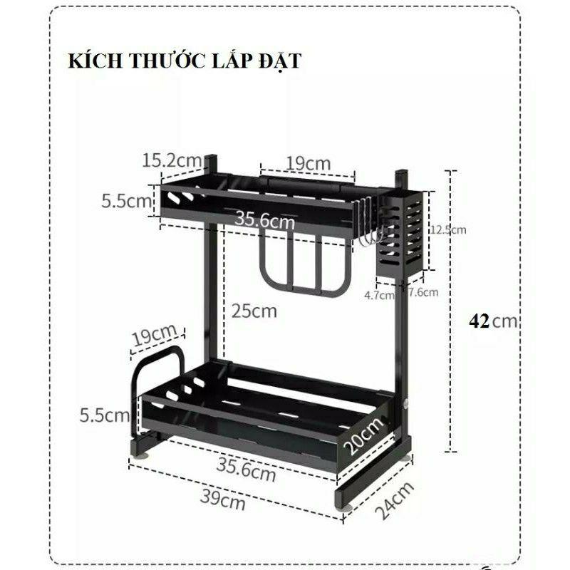 Kệ gia vị inox 2 tầng 3 tầng sơn tĩnh điện chống gỉ đa năng, Giá để đồ nhà bếp đa năng 2 tầng thiết kế thông minh