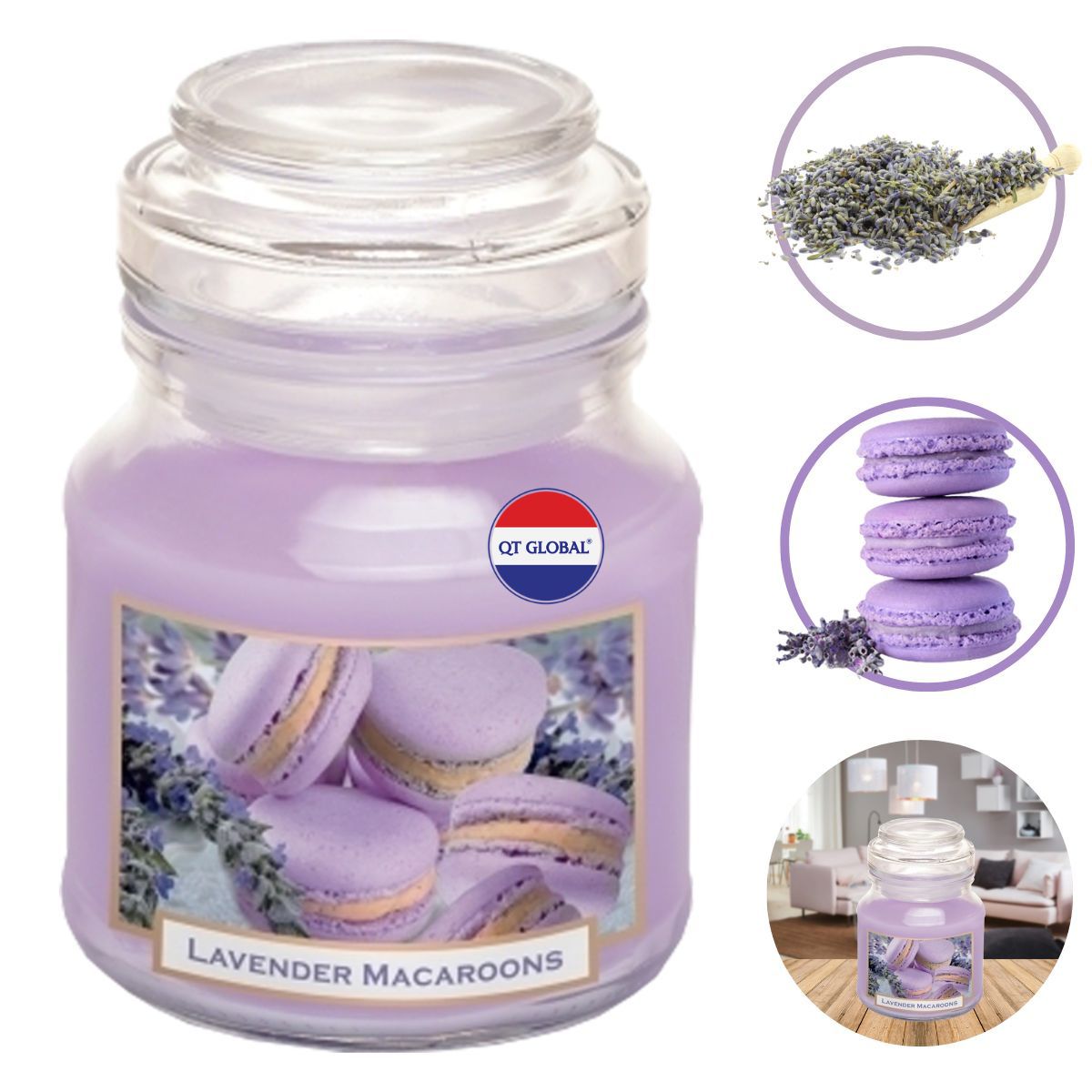 Hũ nến thơm Bartek Lavender Cake 130g QT0448 - hoa oải hương khô
