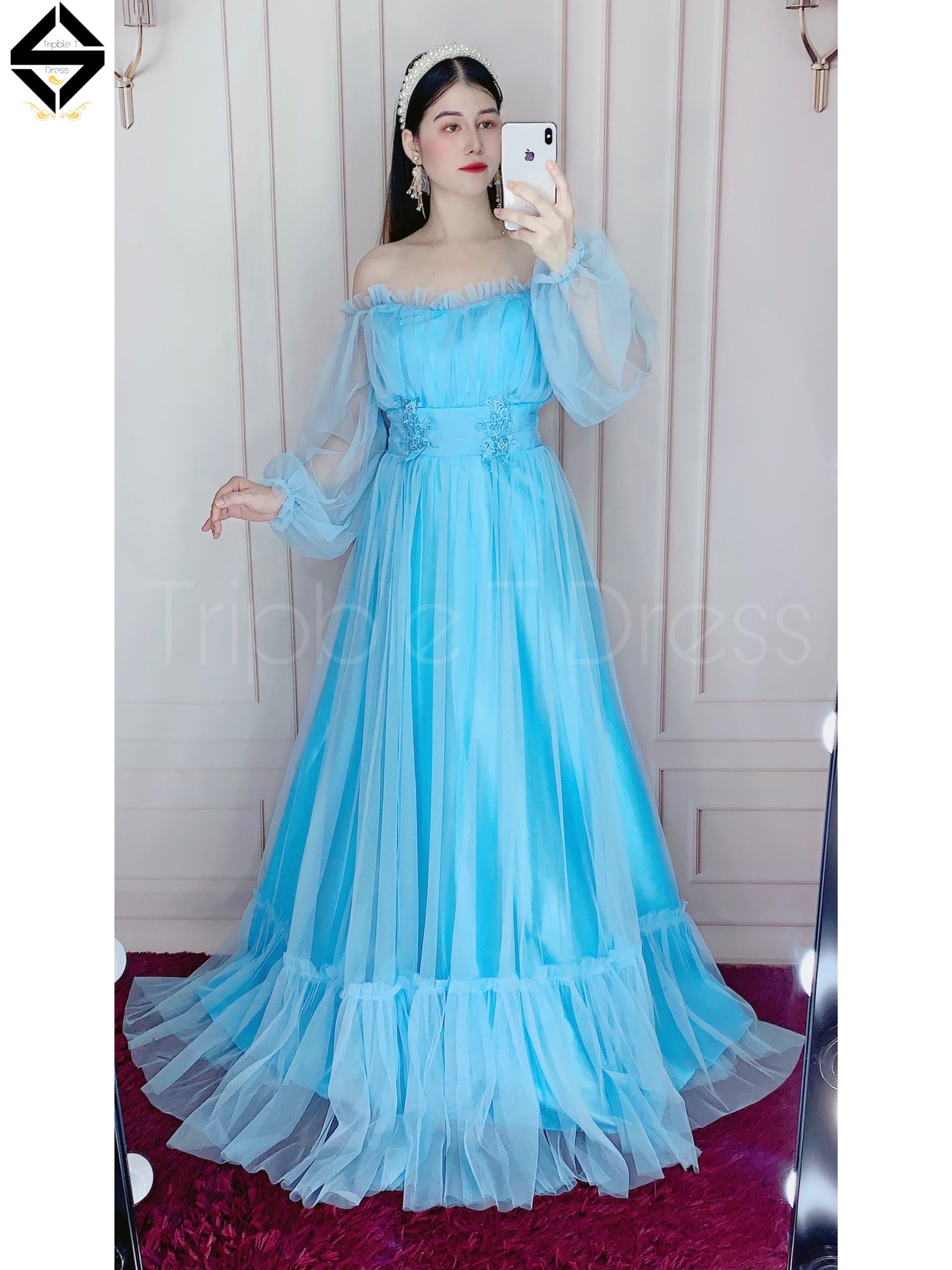 Đầm maxi dự tiệc mặc cưới TRIPBLE T DRESS - size M/L ( ảnh/video thật ) MS165Y