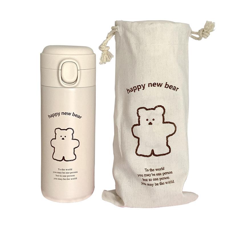 Mới Kawaii Đơn Giản Chịu Nhiệt Chai Dễ Thương Cho Trẻ Em Bình Giữ Nhiệt Chân Không Thép Không Gỉ Giữ Nhiệt Di Động Cách Nhiệt Bình Nước Có Nắp