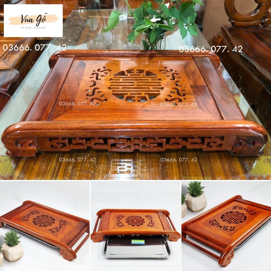 Khay Bàn Trà Cuốn Thư Gỗ Hương - Ý Nghĩa Vạn Thọ Vô Cương