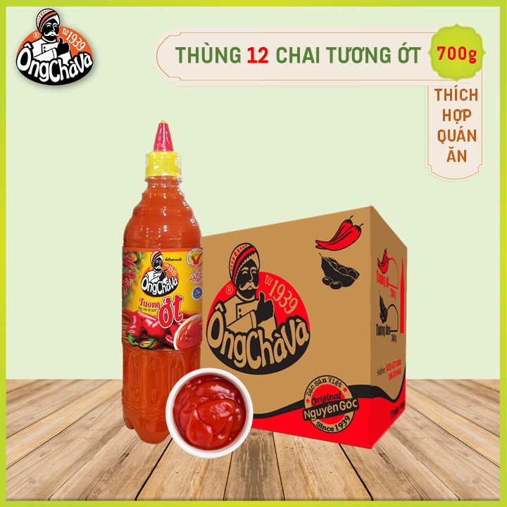 Thùng 12 Chai Tương Ớt 700g Ông Chà Và Tiện Lợi Tiết Kiệm Thích Hợp Nhà Hàng Quán Ăn