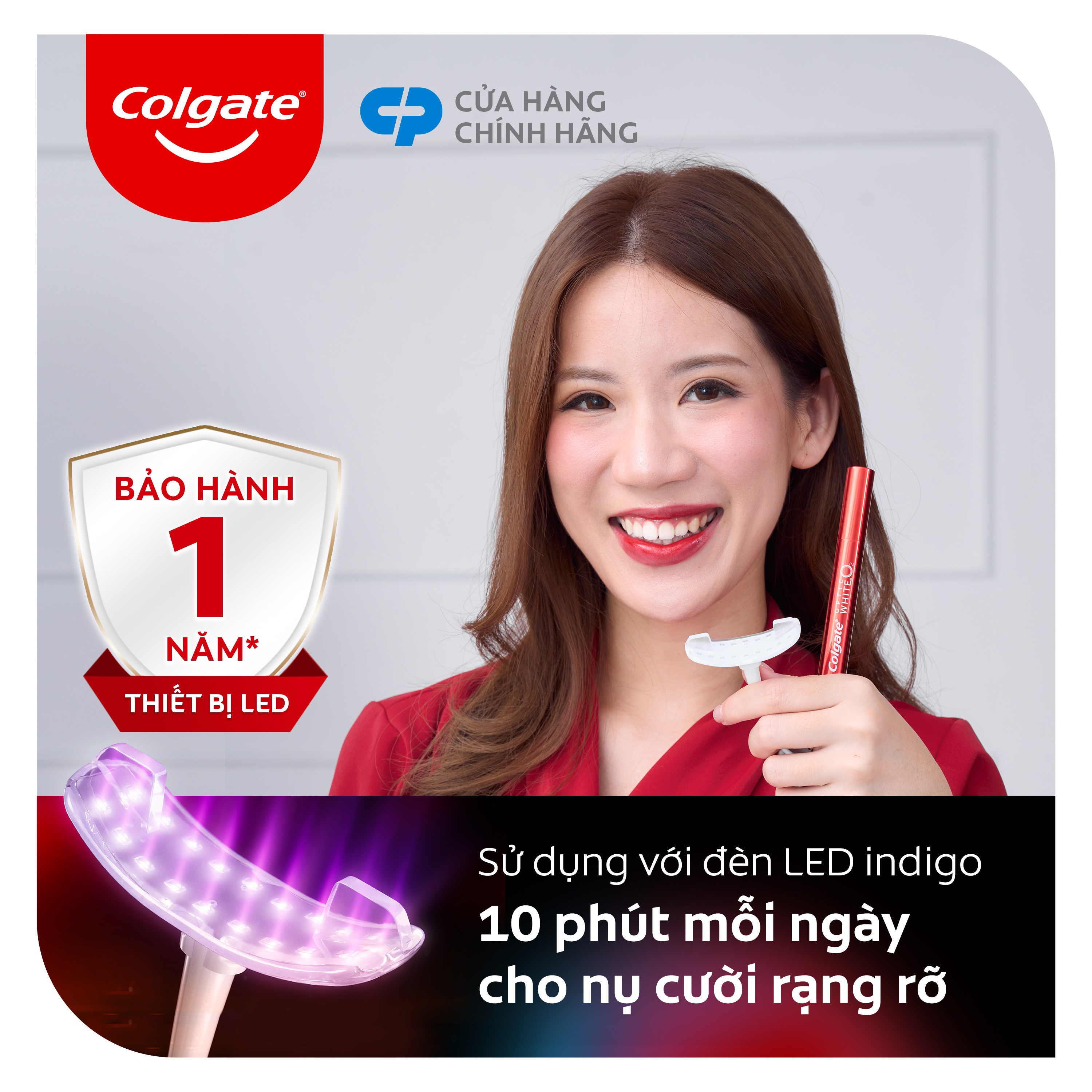 Bộ trắng răng Colgate Optic White O2 Flex Light LED - Phiên bản mới gọn nhẹ, an toàn, không ê buốt