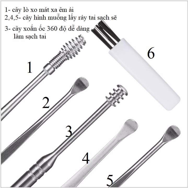 Bộ ráy tai lò xo 6 món cho bé rất tiện dụng